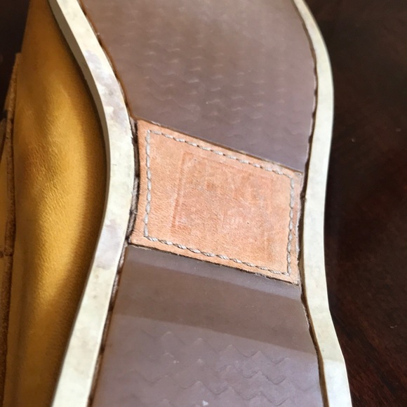 Golden brown, and an 8.5 size, made by The Frye Company. - Picture 5 of 6